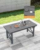 HDPE Outdoor Dining Table, 66.9” Rectangle Patio Dining Table for 6, All-Weather HDPE Outdoor Table with 2.2” Umbrella Hole, HDPE Patio Furniture for Deck, Backyard, Garden, Pool, Smoke Gray by CozyNest Decor