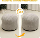 Round Stuffed Pouf Ottoman for Foot Rest, Storage Ottoman Pouf Foot Stool Cushion, Faux Fur Poufs with Foam Chunk Filling, 26 X 18 Inch Floor Chair for Living Room Bedroom Home Decor, Light Gray by CozyNest Decor