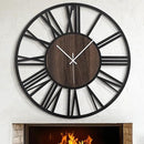 LEIKE 30" Oversized Large Wall Clocks,Silent,Non Ticking,Battery Operated Modern Round Big Wood Decorative Metal Wall Clock for Living Room, Bedroom,Kitchen,Farmhouse,Office Decor - Black,30 Inch by CozyNest Decor