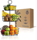 REGAL TRUNK & CO. 3 Tier Fruit Basket, Elegant French Country Wire Baskets, Three Tiered Wire Basket Stand for Vegetables, Bread & More for Countertop or Hanging, Christmas or Birthday Present by CozyNest Decor