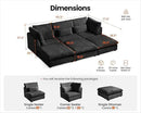 Oversized Modular Sofa, Extra Deep Cloud Corduroy Sectional Couch with Ottoman Chaise, Fluffy Chenille 6 Seater Couch Bed for Living Room, Villa (Sofa Bed 6 Seater, Corduroy Black) by CozyNest Decor