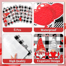 Valentine's Day Placemats Set of 6 Gnomes Plastic Table Mats Buffalo Plaid Place Mats Washable Vinyl Love Hearts Table Decoration for Anniversary Wedding Party Kitchen Dining Table by CozyNest Decor