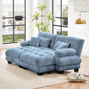 Modular Sectional Sofa, Comfy Cloud Couch Oversized Loveseat with Ottoman, Sectional Couches for Living Room, Modern Chenille U Shaped Couch, Sleeper Deep Seat Sofa with Throw Pillows, Blue by CozyNest Decor