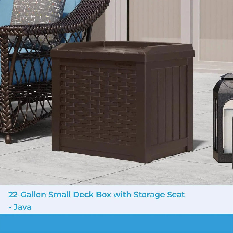 Suncast 22 Gallon Small Resin Storage Seat, Java, SSW600J, photo 2 of 6