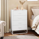 WLIVE White Wood Dresser for Bedroom with 4 Drawers, Tall Chest of Drawers with Sturdy Metal Frame for Living Room, Hallway, Closet by CozyNest Decor