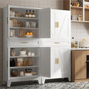 71 "Farmhouse Metal Filing Cabinet with a Drawer and 4 Adjustable Shelves, with 4 Large barn Door White Kitchen Cabinets, Metal Food Cabinets for Home, Kitchen, Dining/Living Room (White) by CozyNest Decor