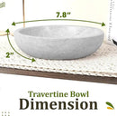 Travertine Decorative Bowl - 7.8” Diameter & 2” Height - Key Bowl for Entryway Table - Organic Modern Centerpiece - White/Gray by CozyNest Decor