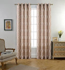 MIUCO Moroccan Embroidered Semi Sheer Curtains Faux Linen Grommet Curtains for Living Room 52 x 84 Inch 2 Panels Set, Taupe by CozyNest Decor