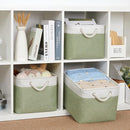 Bidtakay Large Fabric Baskets for Organizing [3-pack] Closet Organizers and Storage Baskets for Gifts Empty Foldable Nursery Baskets for Toy Storage 15 X 11 X 9.5 Inches (White&green) by TinyTreasures Baby Boutique