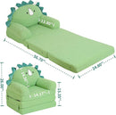 Foldable Kids Sofa, Triceratops Toddler Couch with Tri Folding Foam Cushions, Comfy Kids Couch for Age 3-6 by TinyTreasures Baby Boutique