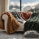 EVERGRACE Ultra Soft Luxury Fluffy Ridgeline Faux Rabbit Fur Throw Blanket, Thick Warm Bubble Throw for Bed, Cozy Plush Reversible Blankets for Couch, Chair, Sofa, Grey, 60x80 Inches, 870 GSM by CozyNest Decor
