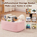 OIAHOMY Storage Basket for Shelves, Closet Cube Storage Bins Baskets for Clothes Blanket Towels, Baby Nursery, Toy Baskets Box, Woven Rope Basket, 15.75*11.81*7.09 IN, 2 Packs Pink by TinyTreasures Baby Boutique