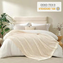 Snuggle Sac Cream Waffle Blanket for Couch Bed Sofa 60x80 inches, Reversible Beige Soft Throw Microfiber Fluffy Fuzzy Cozy Knit Twin Blanket for Women Mothers Birthday Gifts by CozyNest Decor