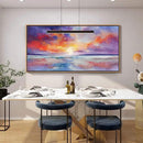DUNHUANG ART Vibrant Ocean Sunset Canvas Wall Art - Beach Decor & Sunrise Poster - Red Scenery Poster for Living Room & Bathroom - 24"x48" by CozyNest Decor