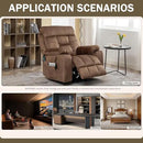 Oversized Power Lift Recliner Chair for Elderly with Massage Heat, Brown Velvet Electric Lay Flat Recliners with Cup Holders, Side Pockets, Infinite Position, Gift for Family by CozyNest Decor