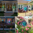 360°Solar Wind Spinner with Lights Blue Metal Garden Outdoor Decor Yard Lawn Art Decor for Patio Kinetic Windmills Unique Gifts for Friends and Family 60.63'' H x 13.38'' Dia by CozyNest Decor