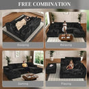 Modular Sectional Sofa Cloud Sectional Couch, 135" Comfy Fluffy U Shaped Black Couches for Living Room, Deep Seat Memory Foam Plush Corduroy Boneless Couch Sectionals with Right Facing Chaise Sofa by CozyNest Decor