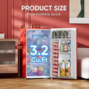 Upstreman 3.2 Cu.Ft Retro Mini Fridge with Bottle Opener, Energy Saving, Adjustable Thermostat, Metal Handle, LED Lamp, Mini Refrigerator for Bedroom, Office, Dorm-BR321 PRO (Red) by CozyNest Decor