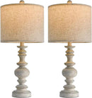 BOBOMOMO 24" Farmhouse Retro Table Lamp Set of 2, Traditional Resin Lamps for Living Room Bedroom, Vintage Bedroom Lamps with Linen Shades, Rustic Table Lamps for Living Room, Nursery, Office by CozyNest Decor