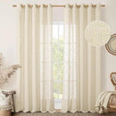 LAMIT Linen Curtains 84 Inches Long for Living Room, Bronze Grommet Linen Light Filtering Window Treatments Semi Sheer Modern Drapes for Bedroom,2 Panels Set 60 x 84 Inch, Beige by CozyNest Decor