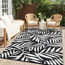 OLANLY Waterproof Outdoor Rug 9x12 ft, Reversible Outdoor Plastic Straw Rug with Leaf Pattern, RV Mat, Indoor Outdoor Carpet for Patio, Camping, Balcony, Deck, Backyard, Black & White by CozyNest Decor