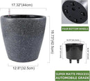 Dexceder 18x17 Self Watering Planter with Wheels Indoor Outdoor, Inner Pot Design, Thickened Large Floor Standing Flower Plant Pot with Water Level Indicator (Stone Matte) by CozyNest Decor