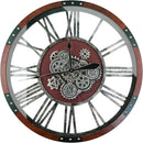 36 Inch Moving Gear Wall Clock, Oversized Wall Clocks, Clock Living Room Decor, Solid Wood Frame, Battery Operated, Large Wall Clock with Industrial for Fireplace(Black Walnut) by CozyNest Decor