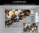 WFBHUA-Black and Gold Floral Wallpaper for Bedroom Vintage Blue Peony Flower Wall Mural (Not Peel and Stick) by CozyNest Decor