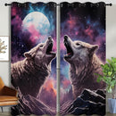Wolf Blackout Curtains for Boys Girl Bedroom Decor,Fantasy Starry Sky Galaxy Forest Wildlife Thermal Insulated Grommet Drapes Darkening Window Curtain for Living Room Home 84x63 inch by TinyTreasures Baby Boutique