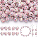 160pcs 10mm Rhinestone Beads for Jewelry Making, Pink AB Shiny Round Disco Ball Beads Bulk, Sparkle Crystal Clay Christmas for Bracelet Baseball Necklace Earring Crafting and DIY by TinyTreasures Baby Boutique