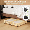 Bamboo Under Bed Storage with Wheels (2-Pack) – Rolling Underbed Shoe Organizer Box for Shoes, Blankets, Toys, Clothes Container Space-Saving Organizer Bins for Bedroom, Closet, Dorm, Nursery by CozyNest Decor