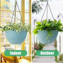 Hanging Planters for Indoor Plants 8/10 Inch, 4 Packs Plant Hanger Outdoor with Drainage Holes, Hanging Basket Flower Pot Perfect for Home, Office and Garden (Sky Blue) by GreenHaven Gardens