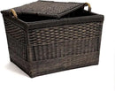 The Basket Lady Lift-Off Lid Wicker Storage Basket, Large, 24.5 in L x 18 in W x 17.5 in H, Antique Walnut Brown by GreenHaven Gardens