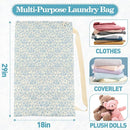 College Laundry Bag, Dirty Clothes Laundry Bag With Drawstring Handles For College Dorm Laundromat Apartment Travel Camp 29" X 18" Women Girls Back To School Birthdays Gift, Blue Florals by TinyTreasures Baby Boutique