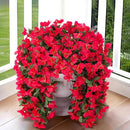 Faux Bougainvillea Artificial Flowers Plants for Outdoor Outside Decoration, 2 PCS Red Fake Flowers UV Resistant Look Real Silk Long Trailing Vines for Front Door Porch Planter Urn Patio Garden Yard by CozyNest Decor