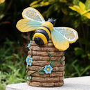 Garden Statue Bee Decor-Outdoor Statue Bees Decorations-Solar Garden Light Bumble bee Figurine Patio,Balcony,Yard,Lawn Ornament Mom Gift by GreenHaven Gardens