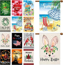 Mixweer 12 Pack 28 x 40" Large Seasonal Garden Flags for Outside Seasonal Lawn Yard Outdoor Flags Set Polyester Double Sided for Holiday Christmas Festive Decorations by GreenHaven Gardens
