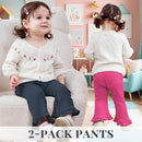 Neutocd Toddler Baby Girl 2-Pack Pants Bell Bottom Infant Baby Girl Solid Ribbed Cotton Leggings by TinyTreasures Baby Boutique