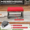 Tangkula 2 Pieces Patio PE Rattan Ottomans, Multipurpose Outdoor Footstool Footrest Additional Seating Side Table with Soft Zippered Cushions for Deck, Garden, and Yard (Red) by CozyNest Decor