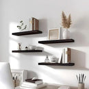 Brown Wood Floating Shelves for Wall Rustic Wall Shelves for Bedroom Set of 6 by CozyNest Decor