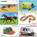 My Touch and Feel English Spanish Bilingual Picture Double Sided Sensory Flash Cards for Infant, Toddlers, Kids, Learn Animals, Fruits, Objects and Vehicles, Fun Learning and Educational Flashcards by TinyTreasures Baby Boutique