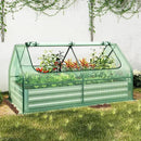 SAFSTAR Raised Garden Bed with Cover, 6FT x 3FT x 3FT Galvanized Bottomless Garden Bed with Greenhouse, Dual 2-Tier Roll-Up Windows, Outdoor Metal Planter Box Kit with Cover (Green) by GreenHaven Gardens