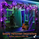 Halloween Horror Atmosphere Lights, Orange&Purple LED String Lights with 9.9FT Creepy Black Gauze, Battery Powered with Timer & 8 Flashing Modes (2 Pack Purple) by CozyNest Decor