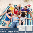 ZAZE Picnic Blankets Beach Blanket, 80''x80'' Extra Large Thick 3-Layers, Sandproof Machine Washable Waterproof Foldable Oversized XL Outdoor Mat, for Camping, Park, Travel, Grass(Blue White Stripe) by TinyTreasures Baby Boutique