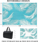 Pauwer Waterproof Outdoor Rug 9x12, Reversible Plastic Straw Patio Camping Rug, Indoor Outdoor RV Mat Carpet for Deck, Camper, Porch, Balcony, Backyard, Picnic, Leaf Teal by GreenHaven Gardens