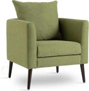 Barrel Accent Chair with Back Pillow, Large Upholstered Armchair with Solid Wood Legs Modern Reading Chairs for Living Room Bedroom by CozyNest Decor