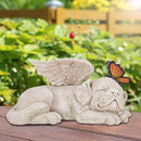 WONDER GARDEN Sleeping Dog Angel Statue with Solar Light - Pet Memorial Stone, in Memory of Dog, Marker Tribute Statues, Resin Guardian Angels, Bereavement Gift by CozyNest Decor