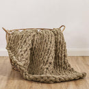 WESHIONGOO Chunky Knit Blanket Throw 40"×40" Knitted Throw Blankets for Couch Bed Fluffy Soft Blanket with Jumbo Chenille Yarn Thick 100% Handmade (Brown) by CozyNest Decor