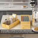 Kitchen Drawer Organizer Bins, Stackable Bamboo Drawer Organizer for Silverware, Flatware, Coffee Pod Organizer K Cup Holder for Countertop, 2 Pcs Coffee Station Organizer 12" x 6" x 2.5" by CozyNest Decor