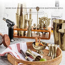 KITESSENSU Cocktail Shaker Set Bartender Kit with Stand | Bar Set Drink Mixer Set with All Essential Accessory Tools: Martini Shaker, Jigger, Strainer, Mixer Spoon, Muddler |Champagne Gold by CozyNest Decor